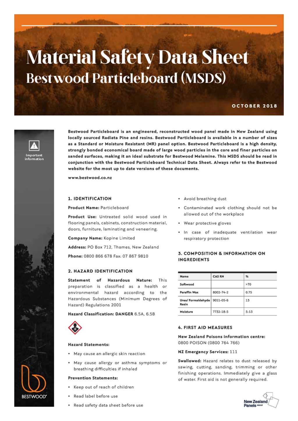 Bestwood Particleboard MSDS October.pdf