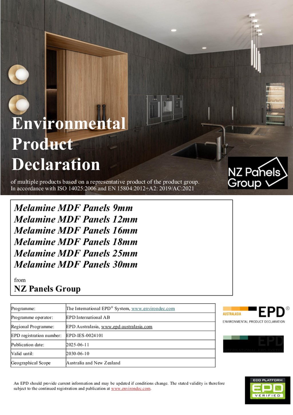 Melamine panels EPD