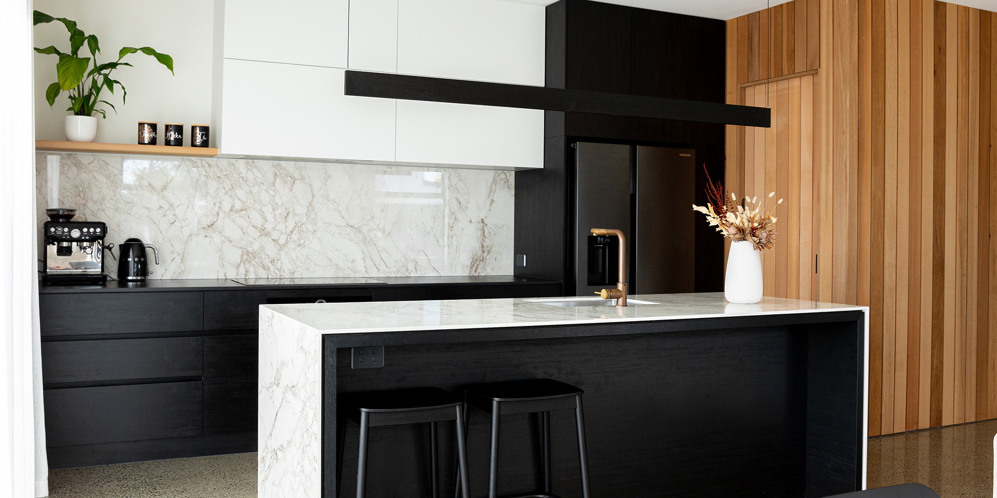 black and white kitchen